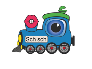 Screenshot: Bunte Lokomotive Schorschi Schnaufi in der Sprachforscher-App von LIFEtool